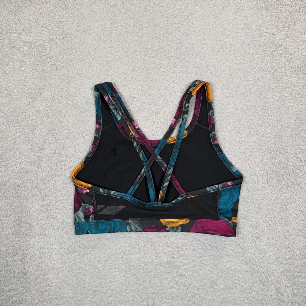 Nike Womens Dri-FIT Floral Rose Print Strappy Cross Back Sports Bra Large Black - Picture 4 of 14